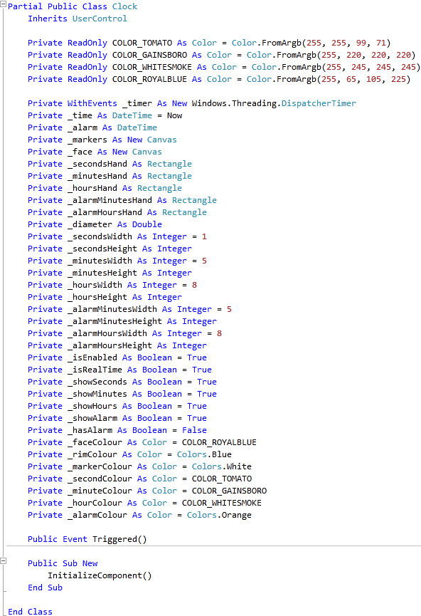 Clock User Control Class Declarations