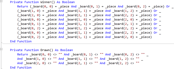 MainPage Winner and Drawn Functions