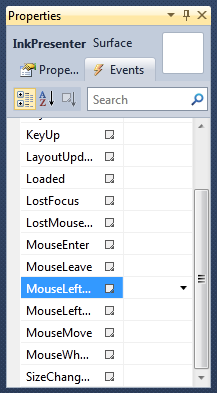 Surface InkPresenter Property Events