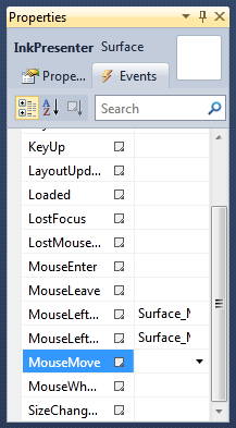 Surface InkPresenter Property Events