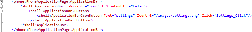 ApplicationBar XAML