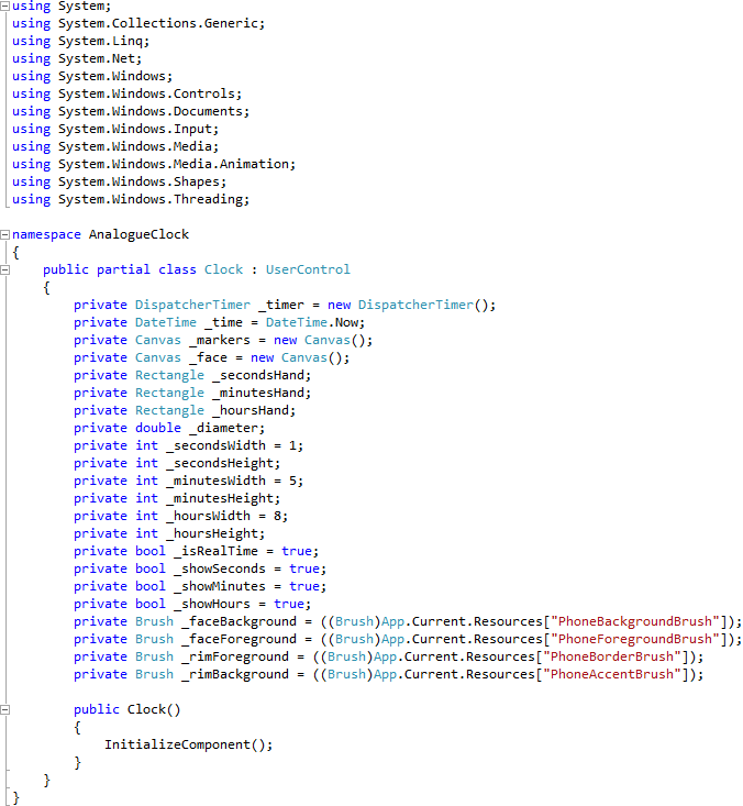 Clock.xaml Include and Declarations