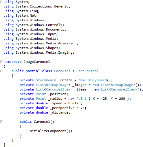 Carousel Imports and Declarations