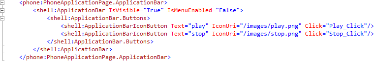 ApplicationBar XAML