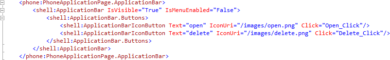 ApplicationBar XAML