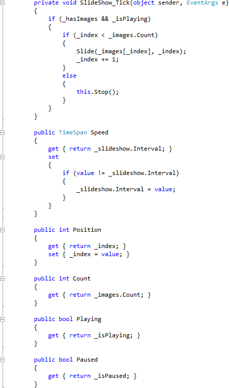 SlideShow Event Handler and Properties