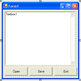 Form1 with Open, Save and Exit Buttons