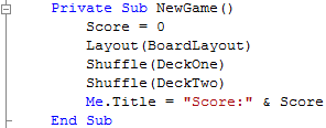 Window1 NewGame Subroutine