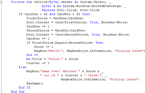 Window1 OnClick Subroutine