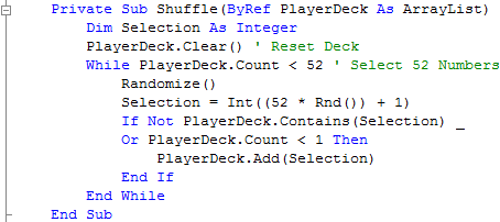 Window1 Shuffle Subroutine