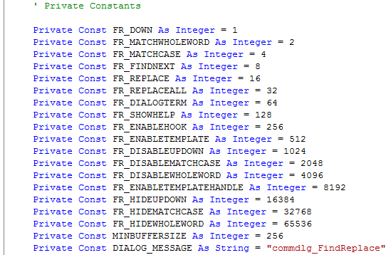 FindReplaceDialog Constants