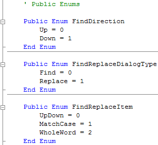 FindReplaceDialog Public Enums