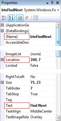 frmFindReplace Button1 Properties