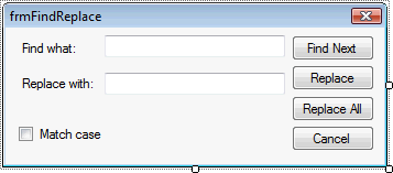 frmFindReplace Completed User Interface