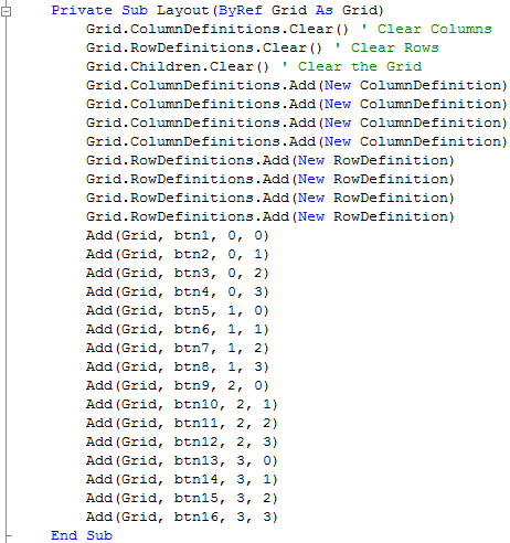 Window1 Layout Subroutine