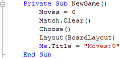 Window1 NewGame Subroutine