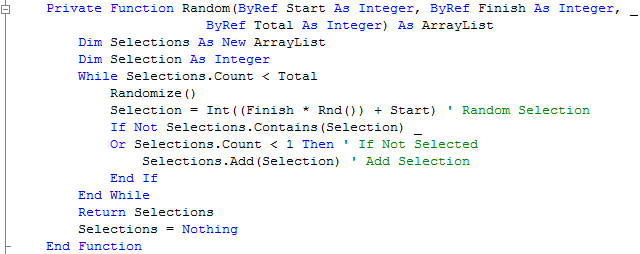 Window1 Random Function