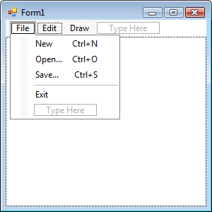 File Menu with Shortcut Keys