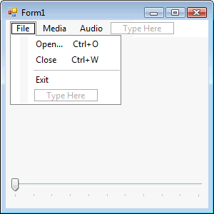 File Menu with Shortcut Keys