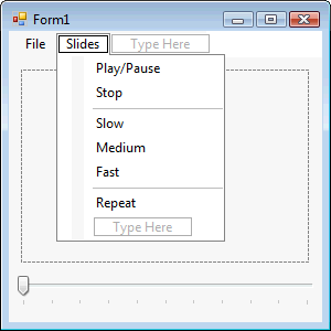 mnuSlides with Slides Sub Menu Items