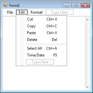 Text Editor Edit Menu