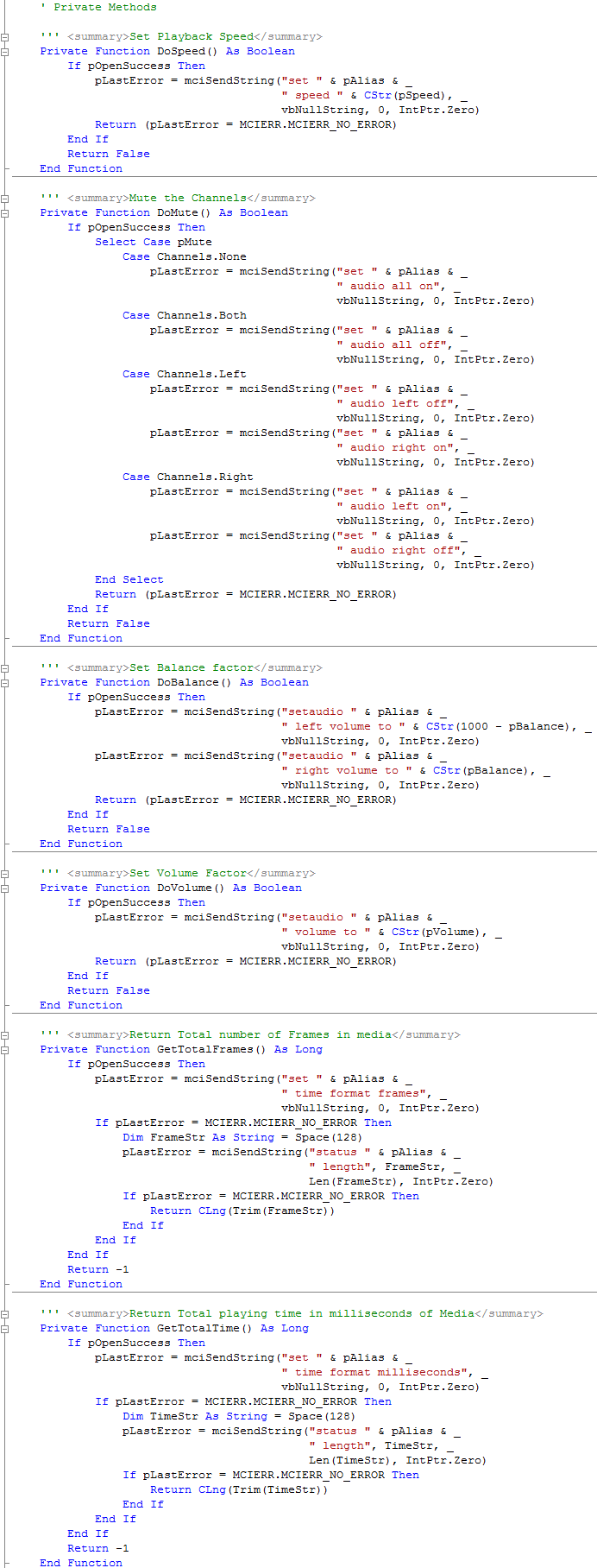 mPlayerControl Private Methods