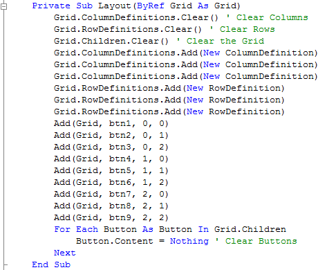 Window1 Layout Subroutine