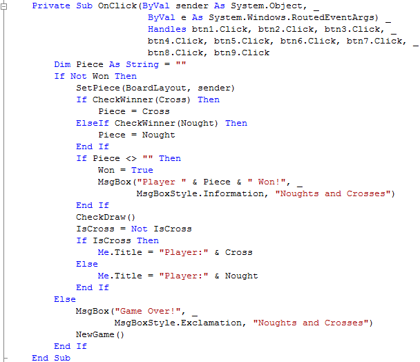 Window1 OnClick Subroutine