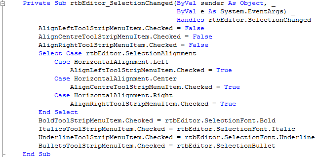 rtbEditor SelectionChanged Event