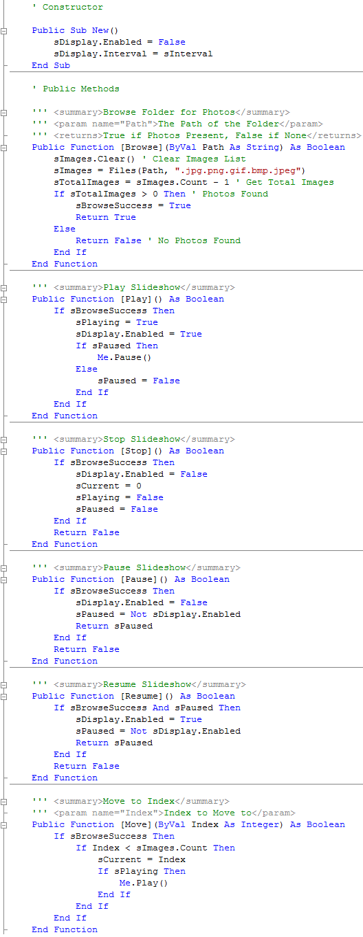 Slides Constructor & Public Methods