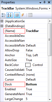 Trackbar Properties