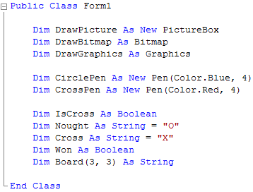 Noughts and Crosses Declarations