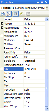 TextBox Size Property
